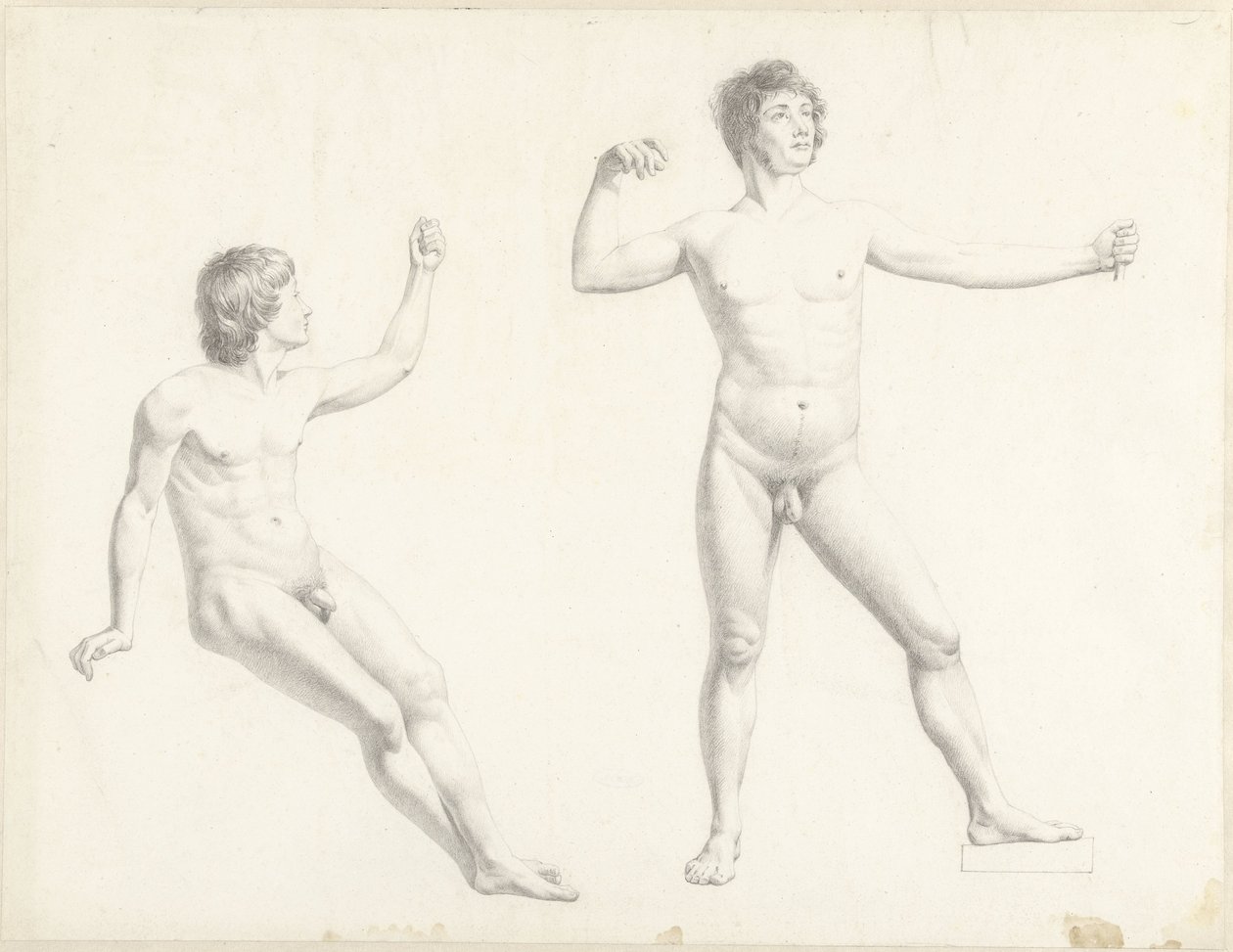 iki erkek çıplak çalışmalar by Josephus Augustus Knip