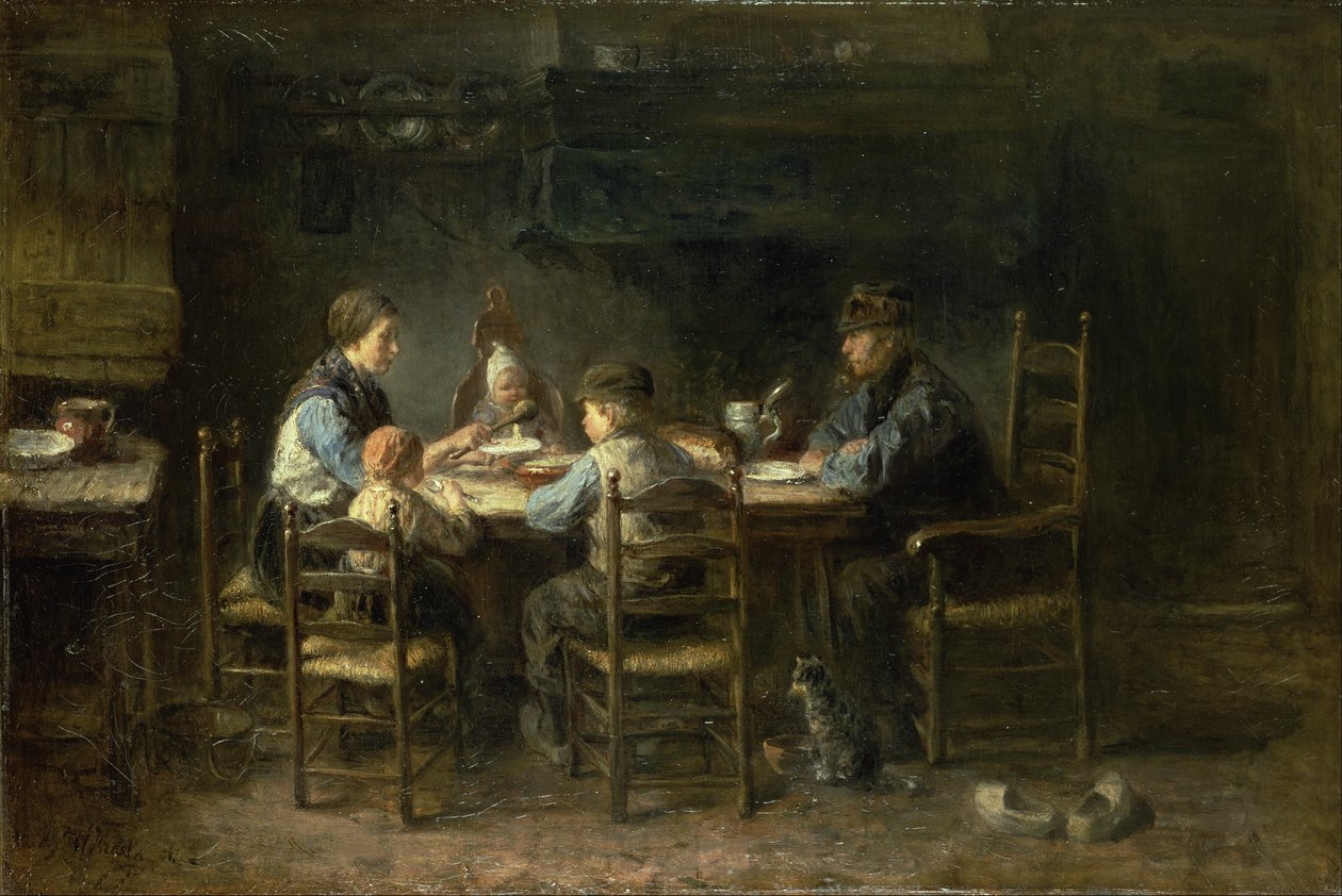 Köylü aile masada by Jozef Israëls