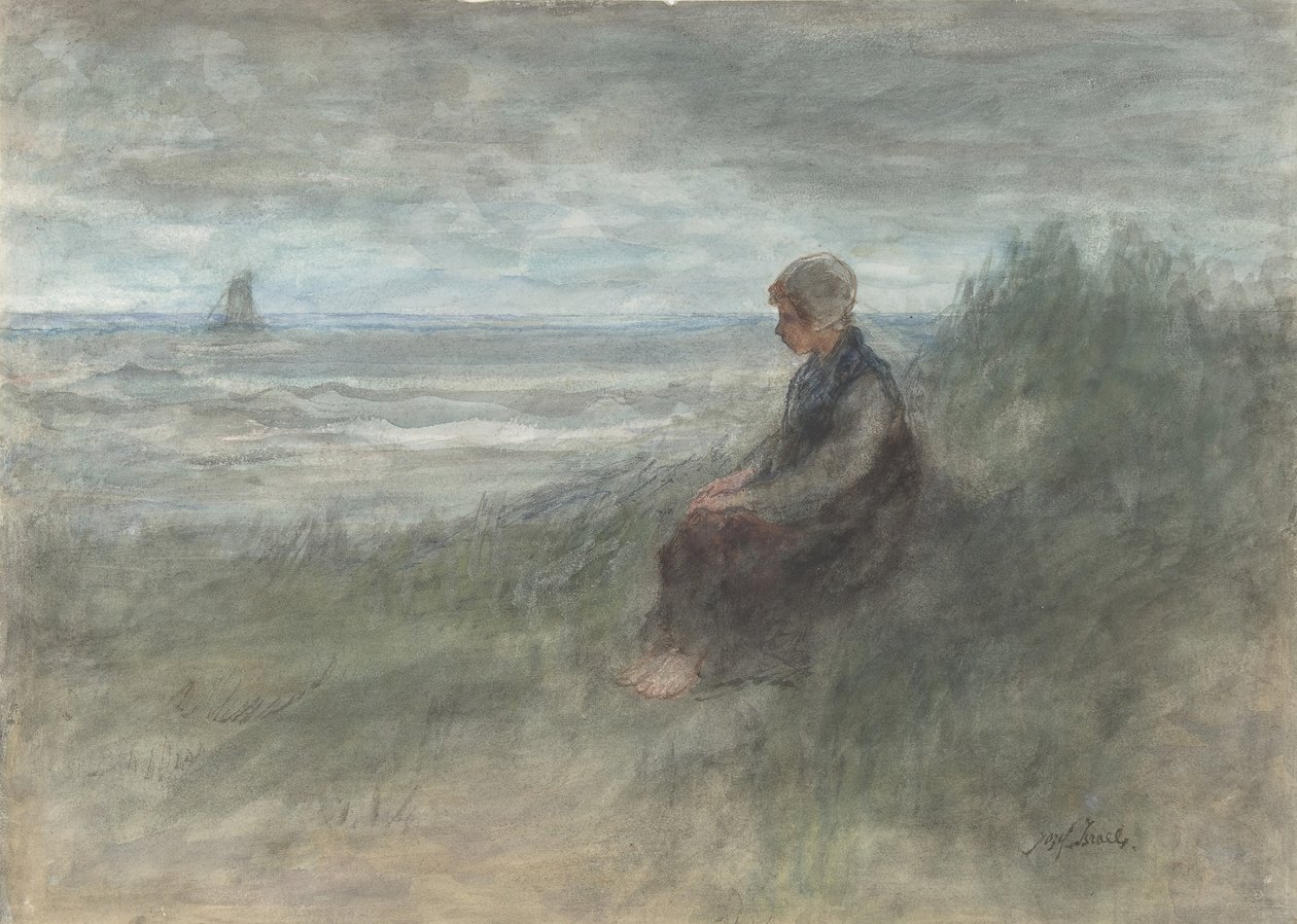 Kum Tepelerindeki Kız, 19. yüzyılın ortaları ile 20. yüzyılın başları. by Jozef Israëls