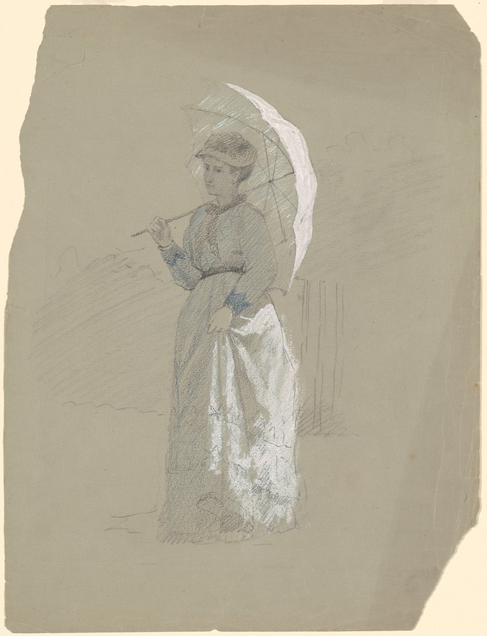 Şemsiyeli kadın by Jr. Enoch Wood Perry