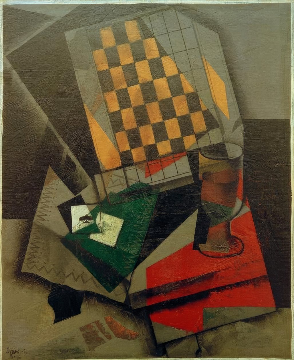 Dama Tahtası ve Oyun Kartları by Juan Gris