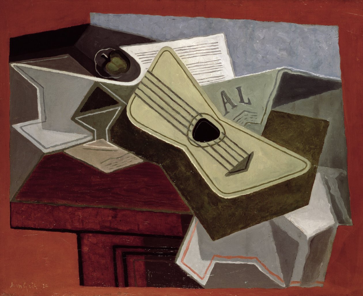 Gitar ve Gazete, 1925 by Juan Gris