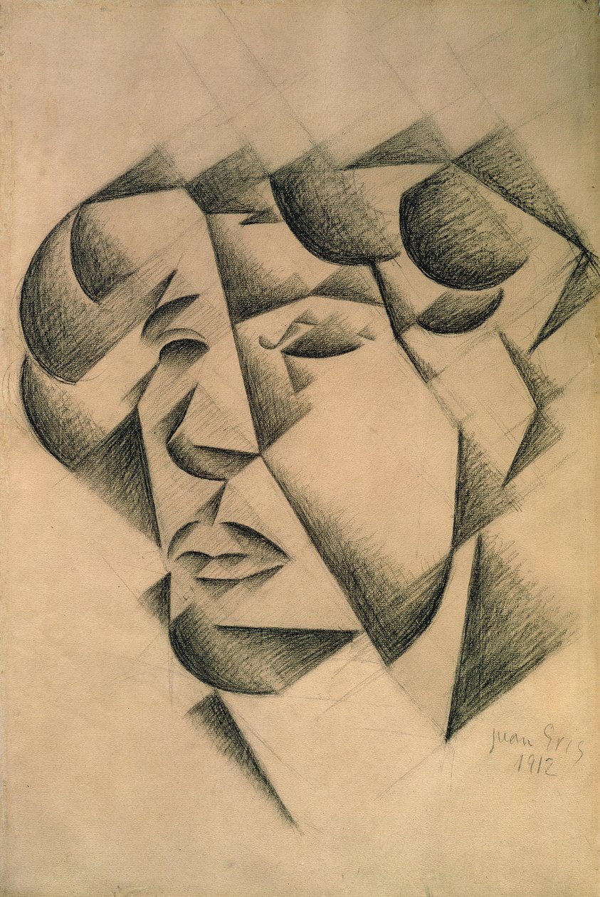Otoportre, 1912 (kağıt üzerinde karakalem) by Juan Gris