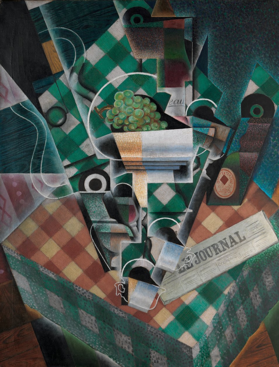 Kareli Masa Örtüsü ile Natürmort, 1915 by Juan Gris