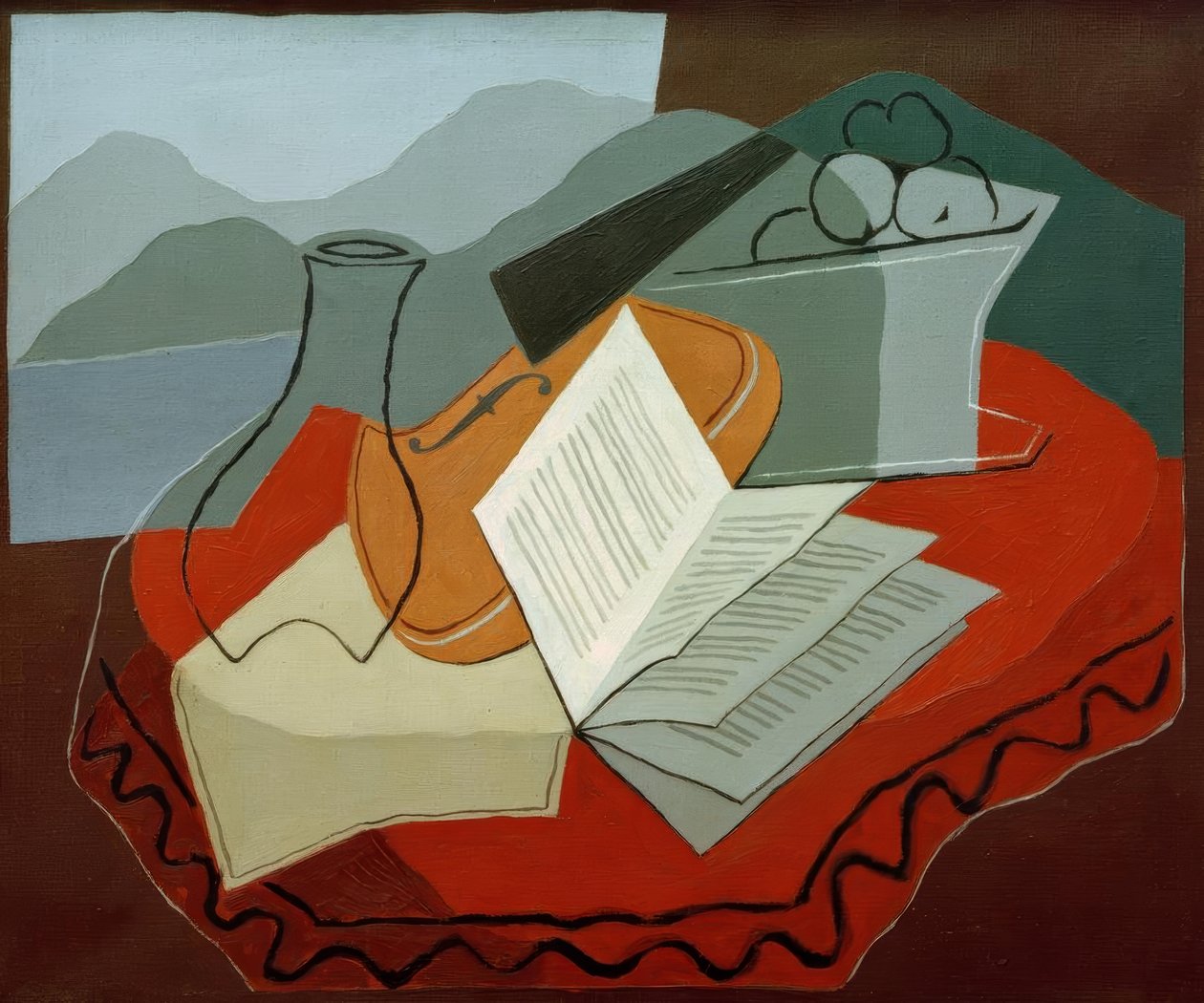 Açık pencerede keman by Juan Gris