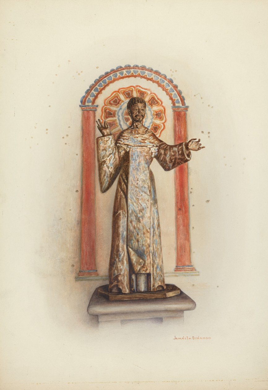 Santo Heykeli muhtemelen St. Dominic, 1941. by Juanita Donahoo