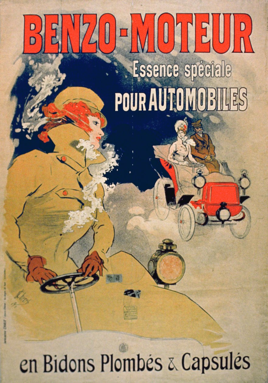 Poster reklamı 'Benzo-Moteur' Motor Yağı Özellikle Otomobiller için, 1901 (renkli lito.) by Jules Cheret