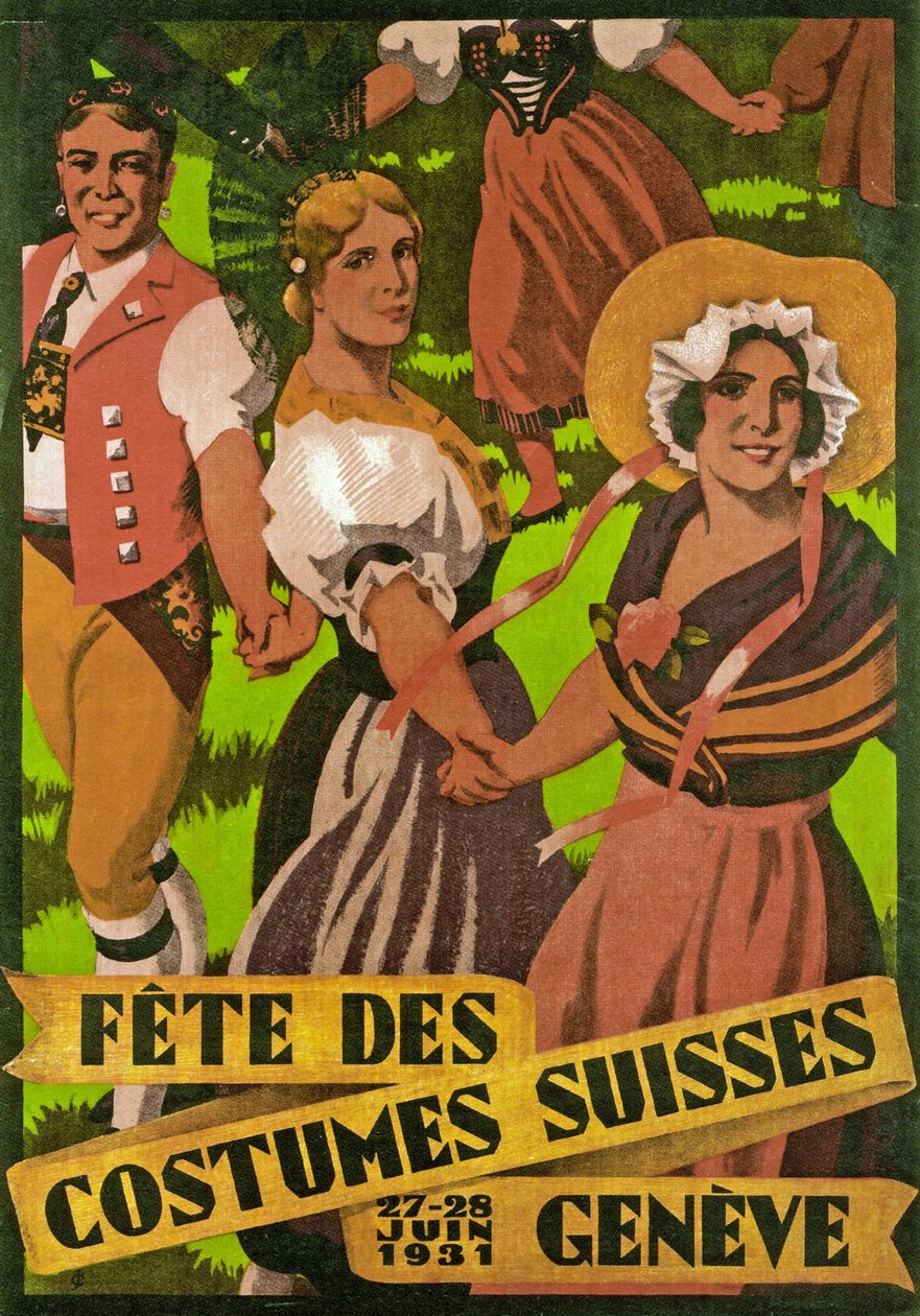 Afiş reklamı Fête des Costumes Suisse Cenevre