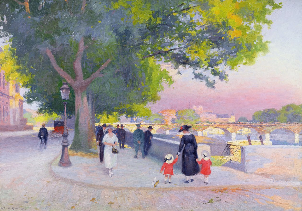 Paris'te Seine kıyısında gezinti by Jules Ernest Renoux