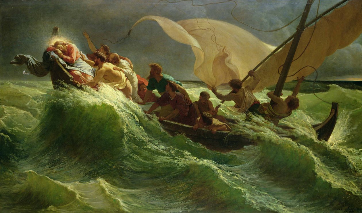 Mesih teknesinde uyuyor by Jules Joseph Meynier