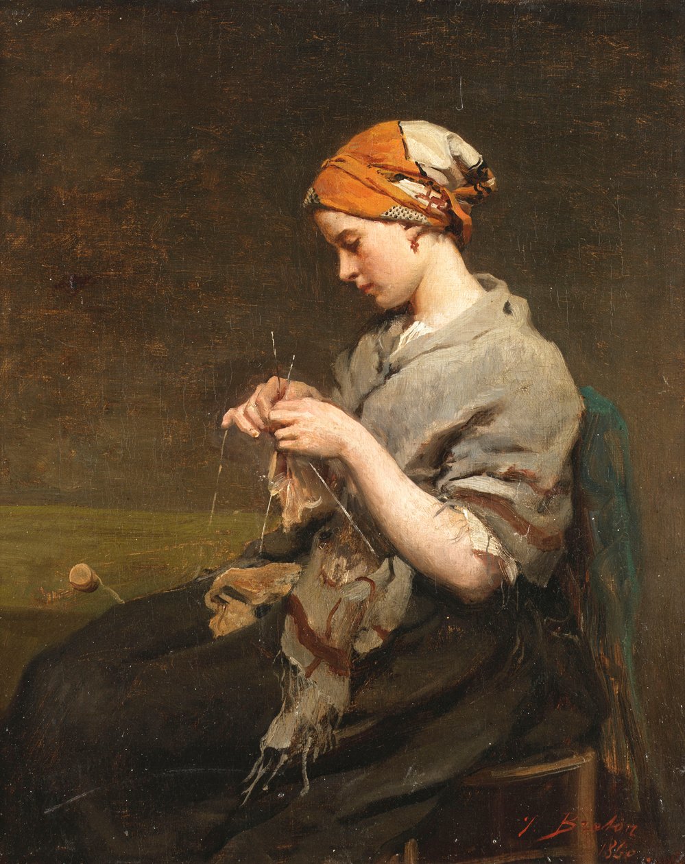 kız örgü by Jules Breton