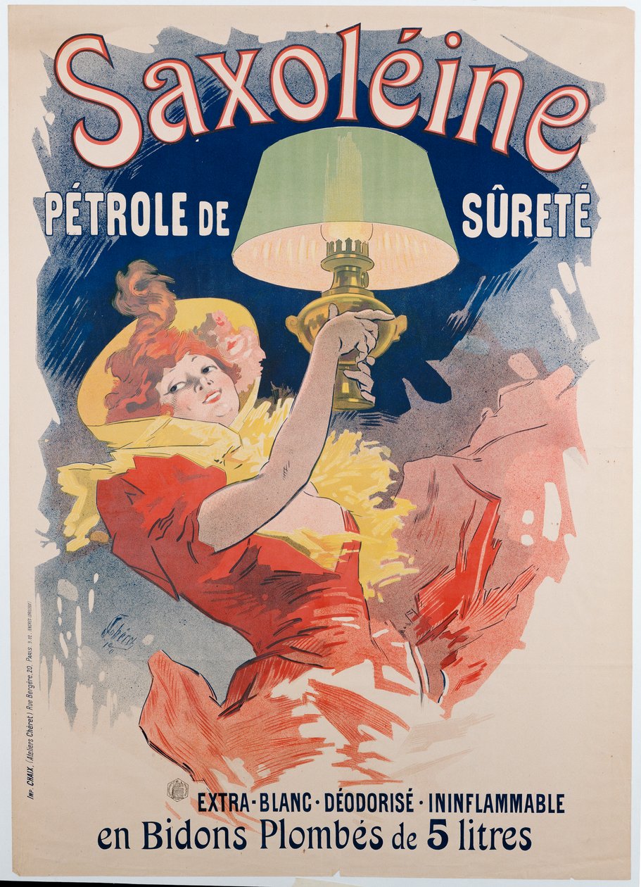 Afiş reklamı "Saxoleine", emniyet lambası yağı, 1901 by Jules Cheret
