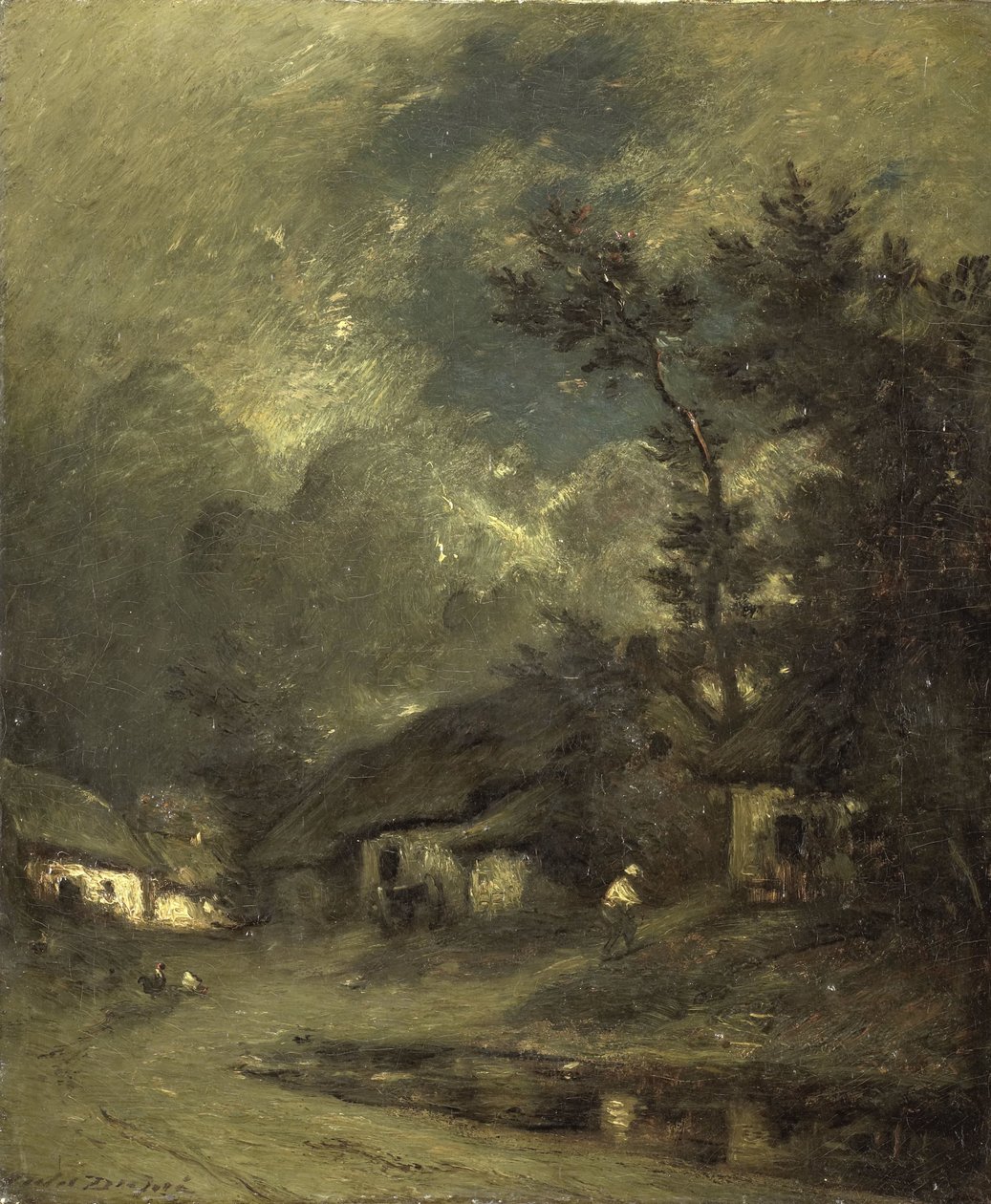 Gece Bir Köy by Jules Dupré