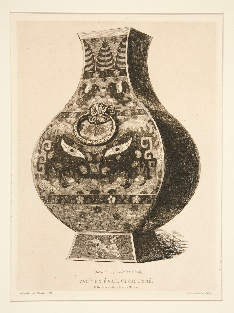 Emaye işi emaye vazo by Jules Ferdinand Jacquemart