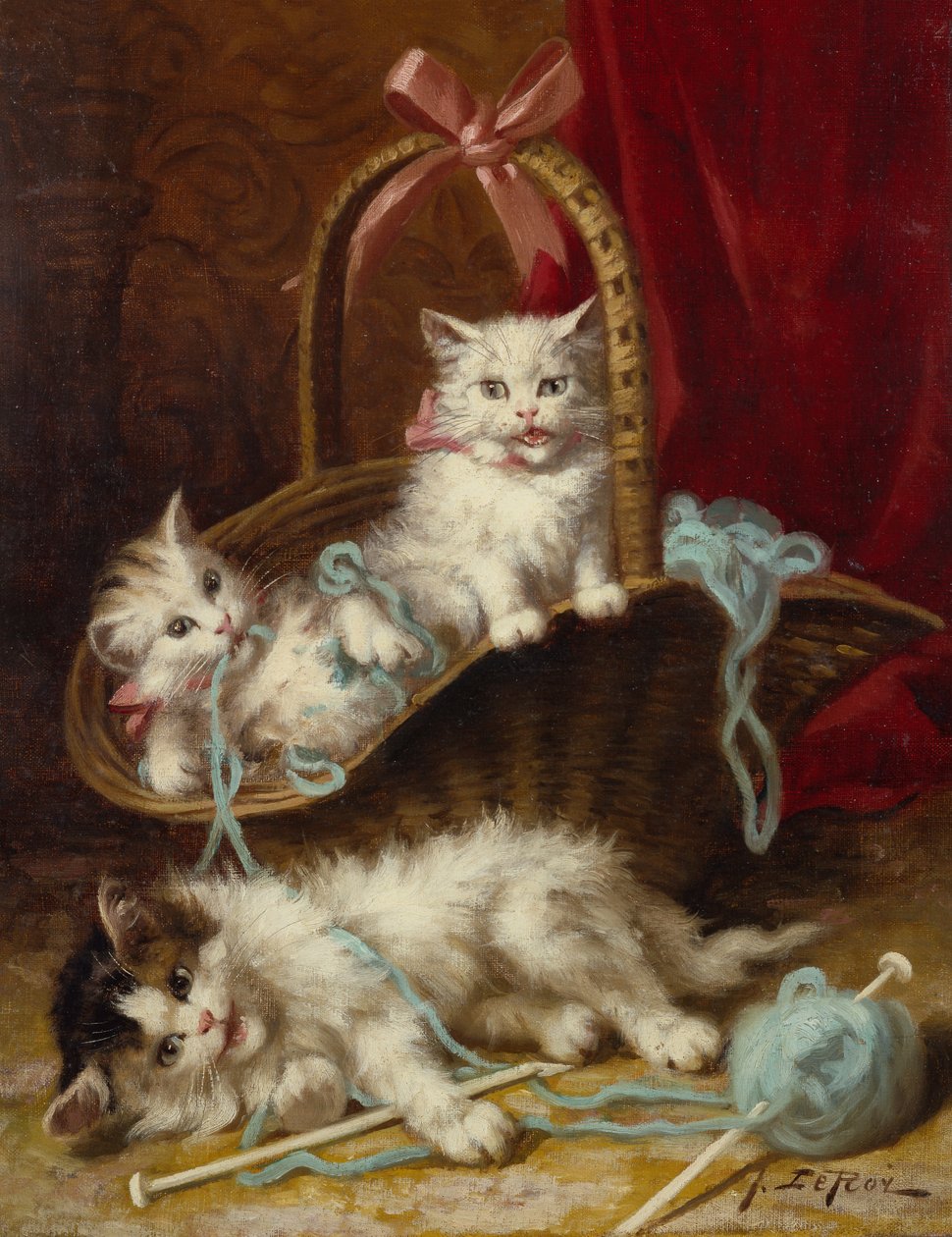 Bir Mischief Sepeti (tuval üzerine yağlı boya) by Jules Leroy