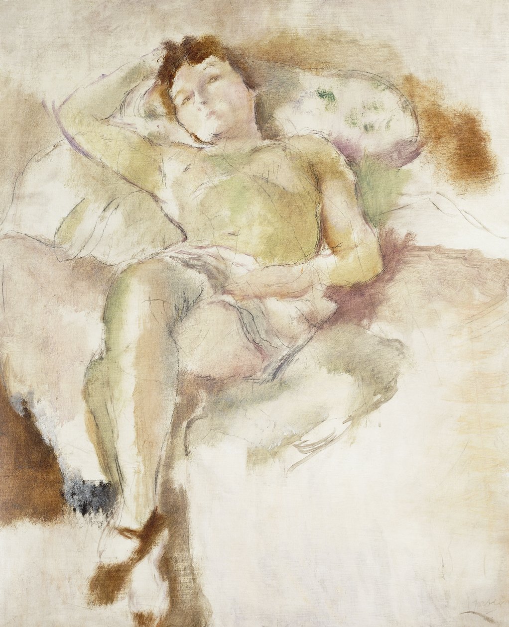 Bobette Yatarken; Bobette Allongee, 1927 by Jules Pascin