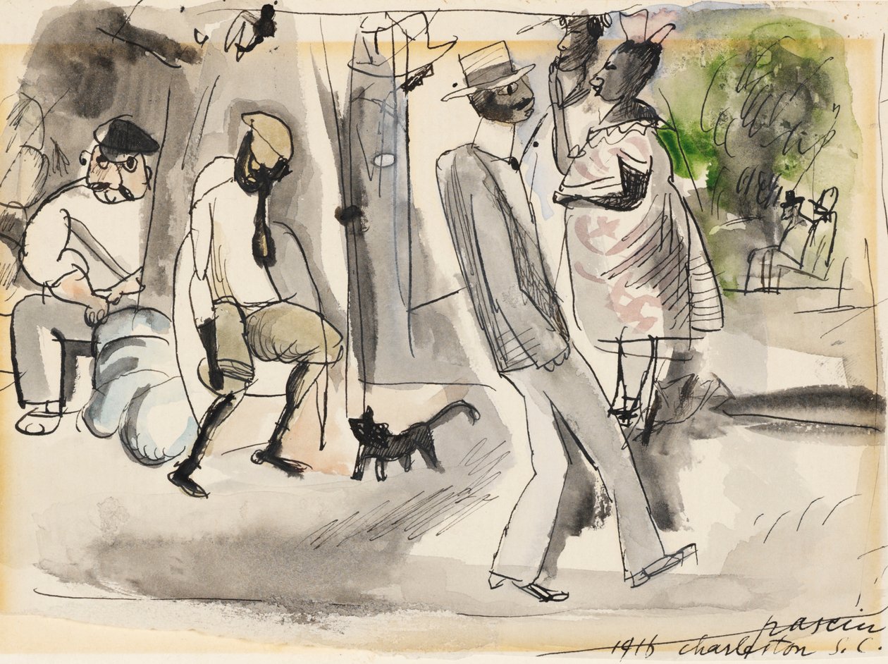 Parkta Figürler ve Kedi by Jules Pascin