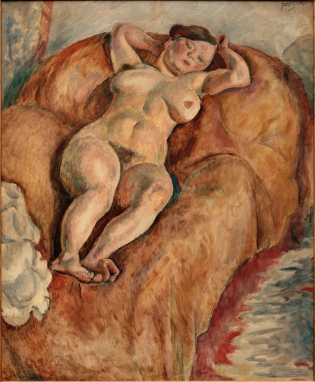 uzanmış kadın çıplak by Jules Pascin