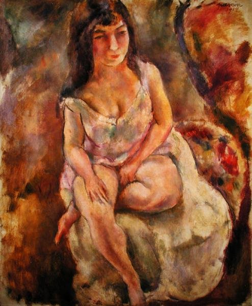 Oturan Yarı Çıplak by Jules Pascin