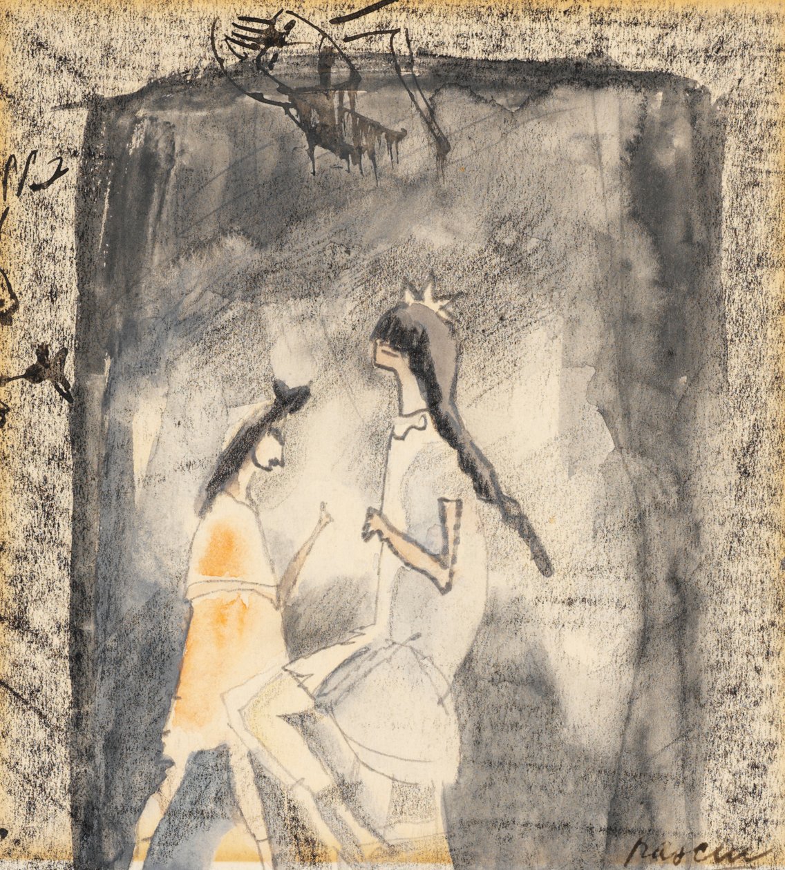 iki genç kız by Jules Pascin
