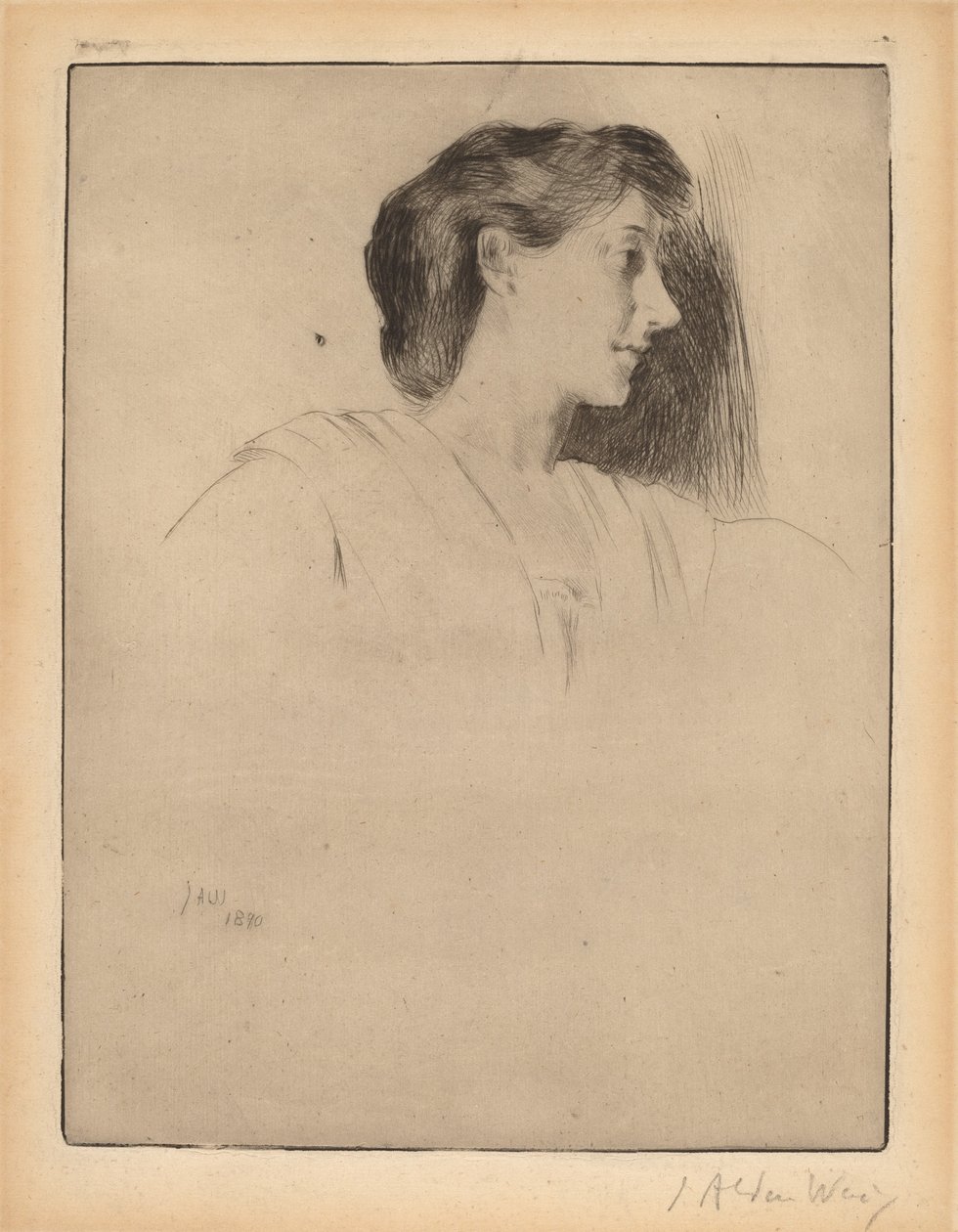 Bir Kadının Profil Başkanı, 1890. by Julian Alden Weir