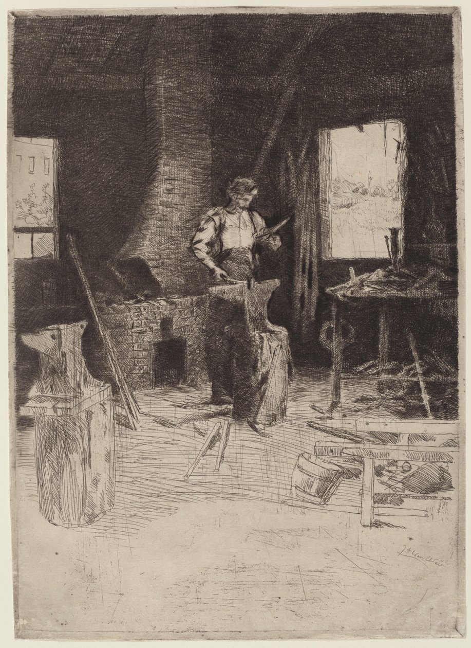 Demirci Dükkanı. by Julian Alden Weir