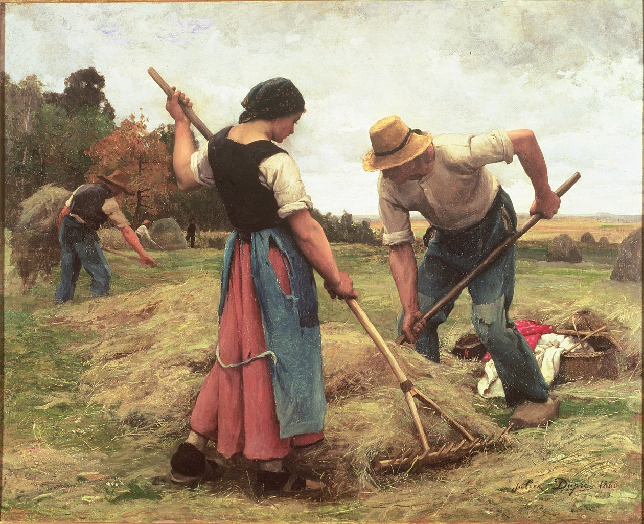 Haymaking, 1880 (canvasboard) by Julien Dupre