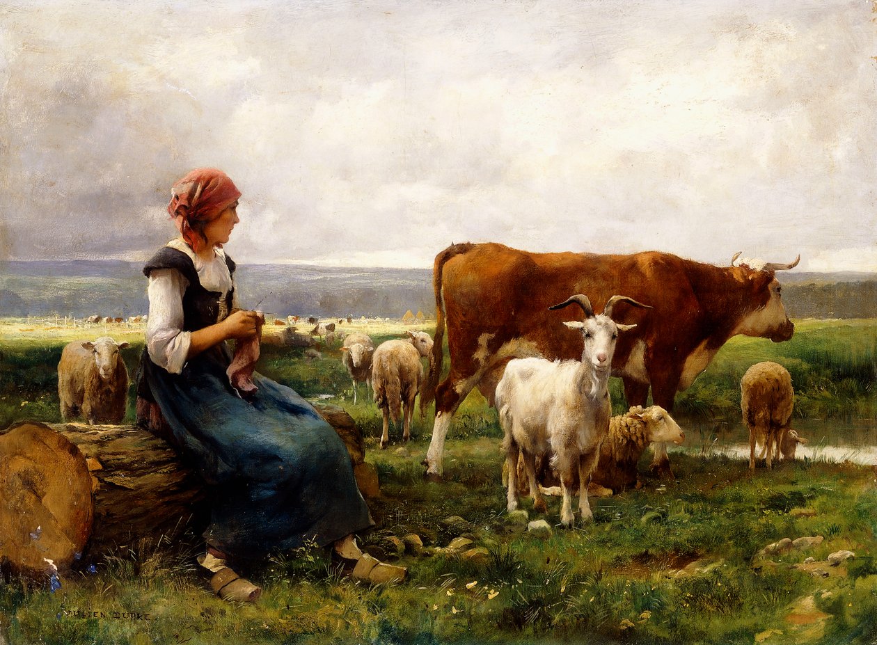 İnekler ve Keçiler ile Çoban, by Julien Dupre