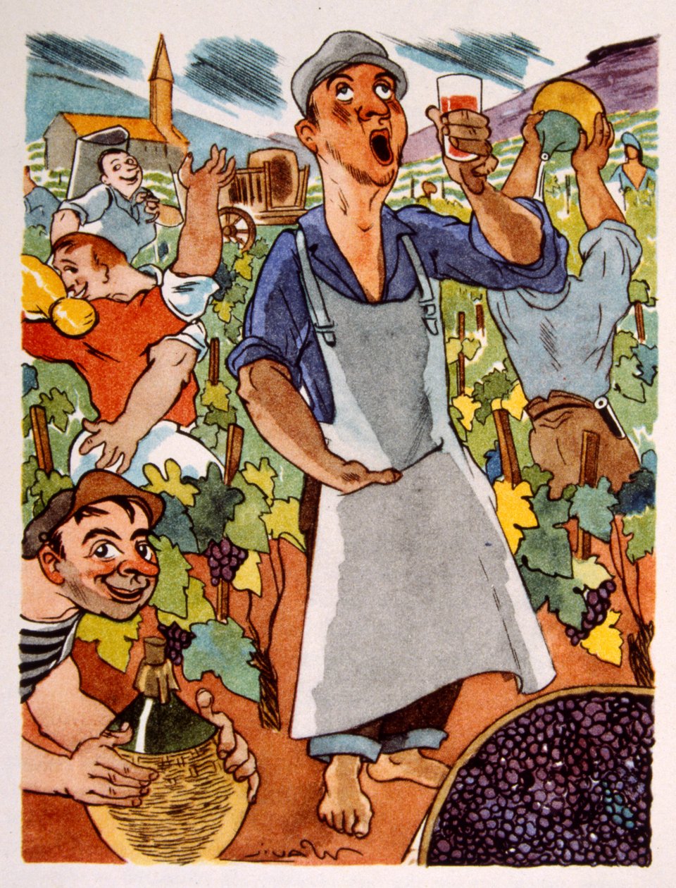 Fransız Üzüm Bağı. 1944. Julien Pavil'in İllüstrasyonu by Julien Pavil