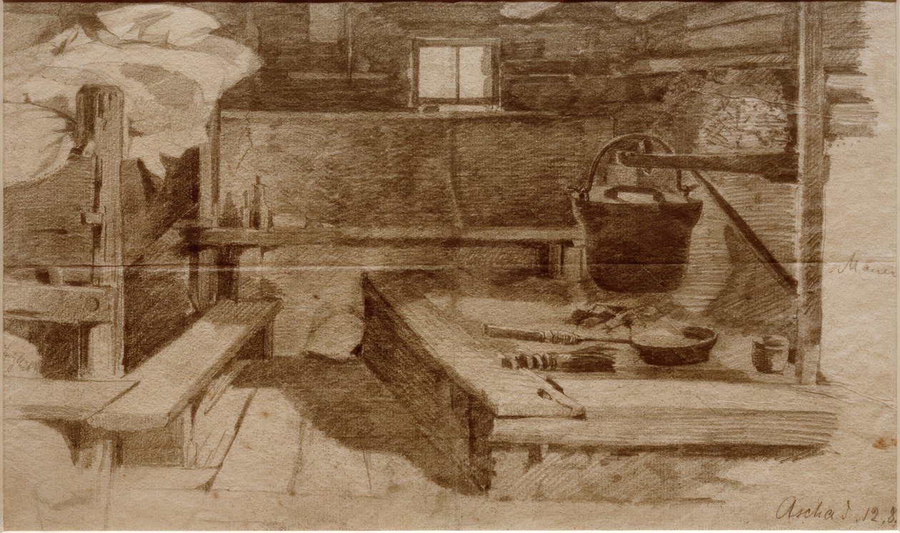 Bir çiftlik evi salonunun içi by Julius Adam