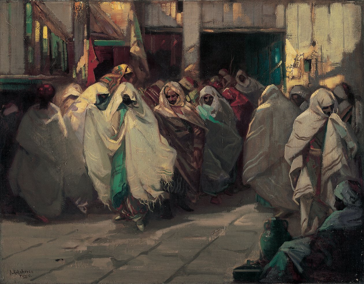 Tunus sokak sahnesi (tuval üzerine yağlı boya) by Julius C. Rolshoven
