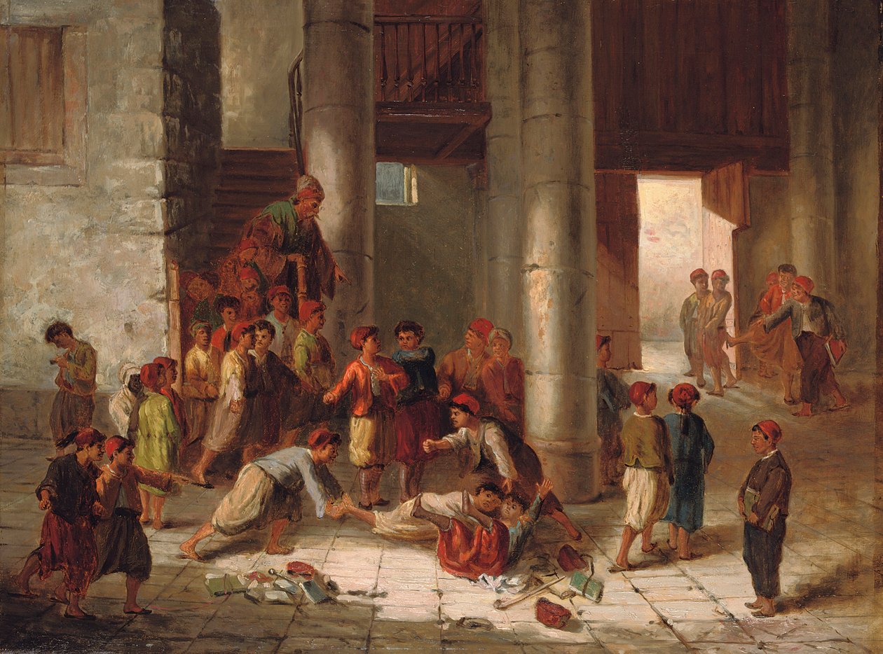 Okul bahçesinde yaramazlık by Julius Joseph Gaspard Starck