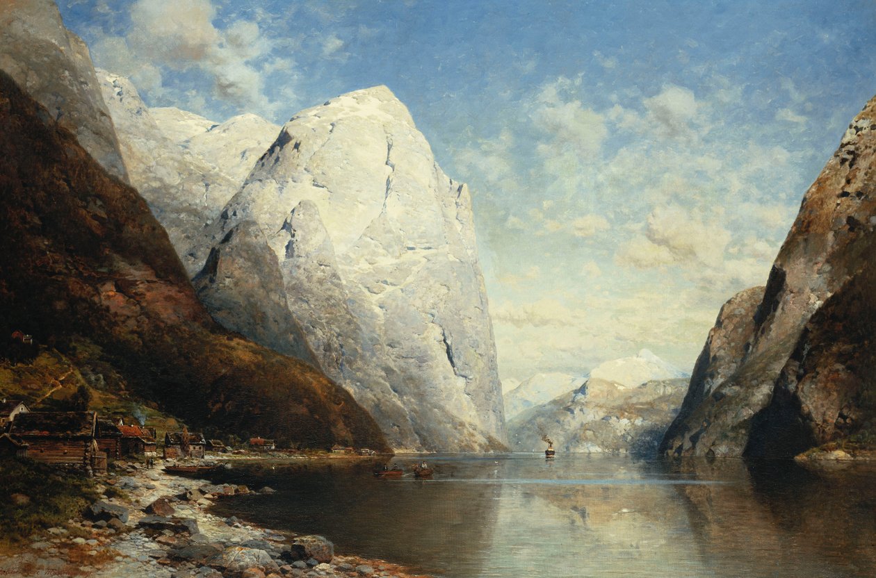 Norveç Fiyordu, 1891 by Julius Rose