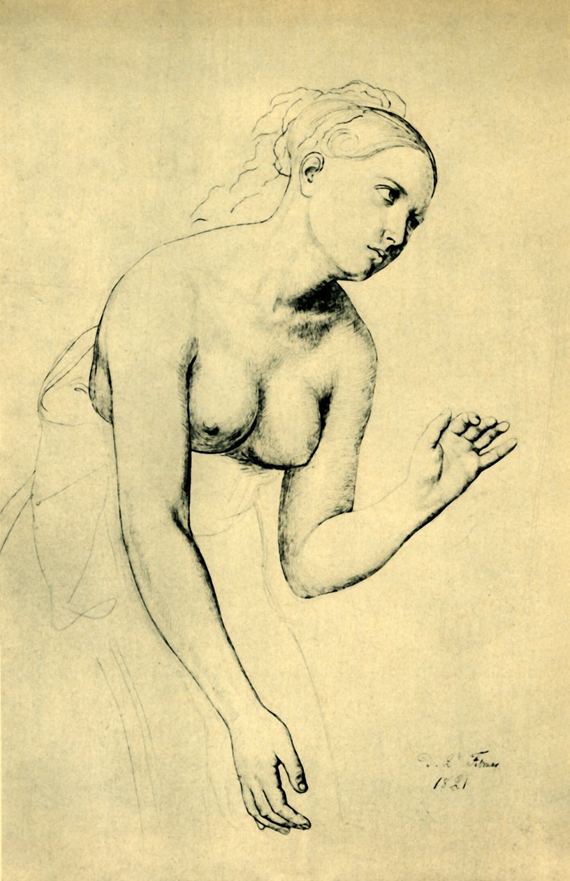 Yarı çıplak kadın, 1821, 1943. by Julius Schnorr von Carolsfeld