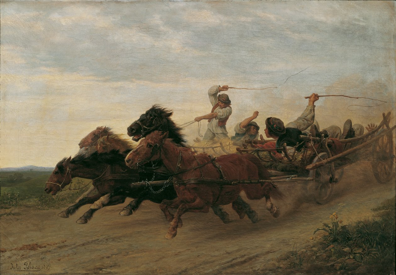 Sarhoş Slovak köylülerin yarışı by Julius von Blaas d. Ä.