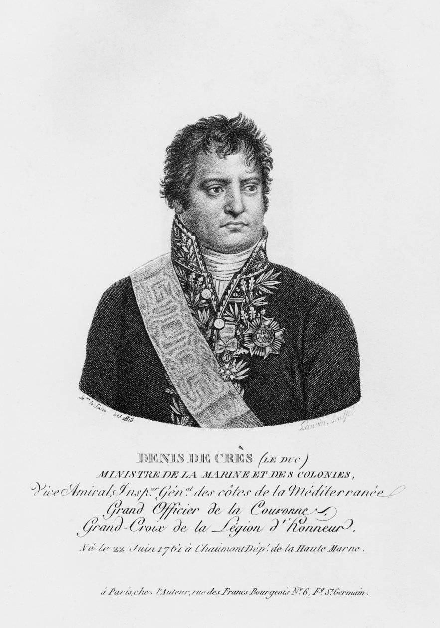 Deniz ve Koloniler Bakanı Denis Decres, Lanvin tarafından kazınmış, 1813 by Justine Le Suire