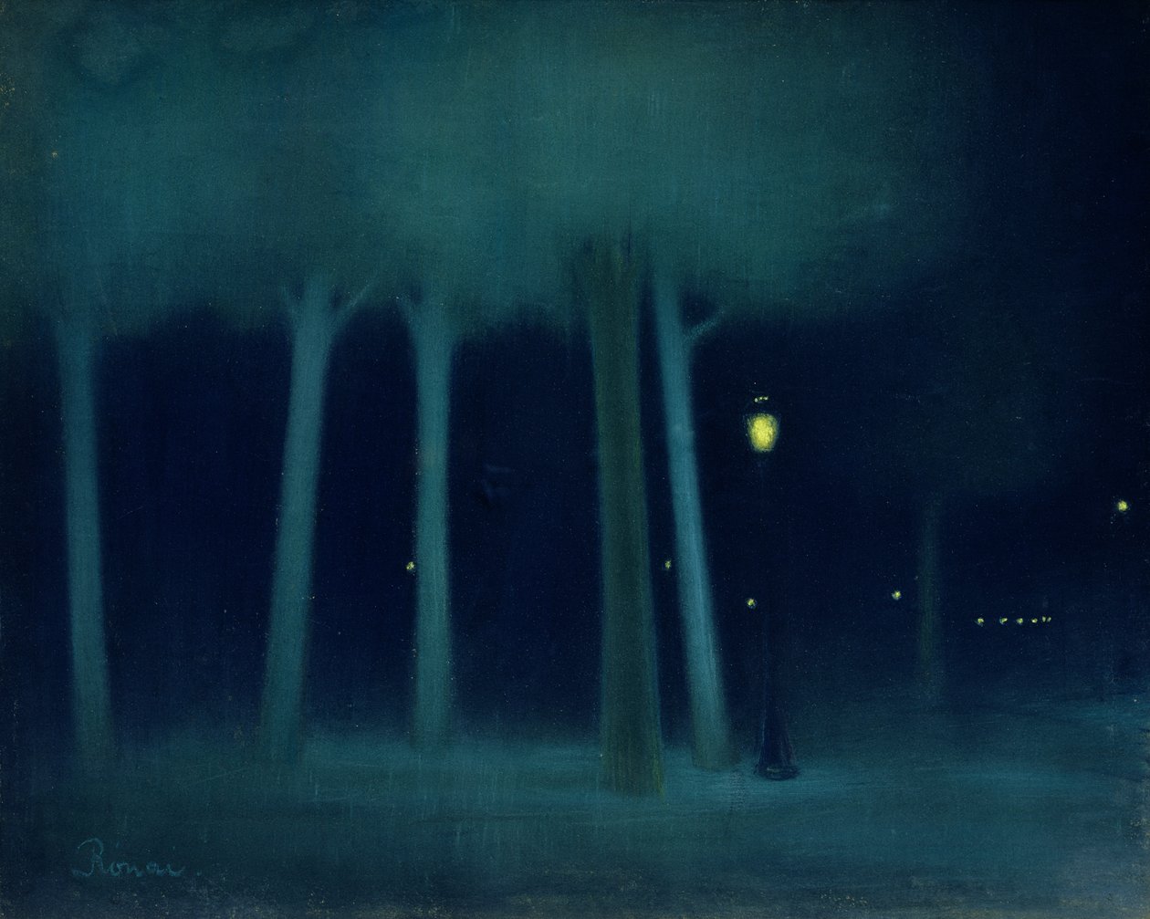 A Park at Night, 1892-95 dolayları (tuval üzerine pastel) by József Rippl Rónai