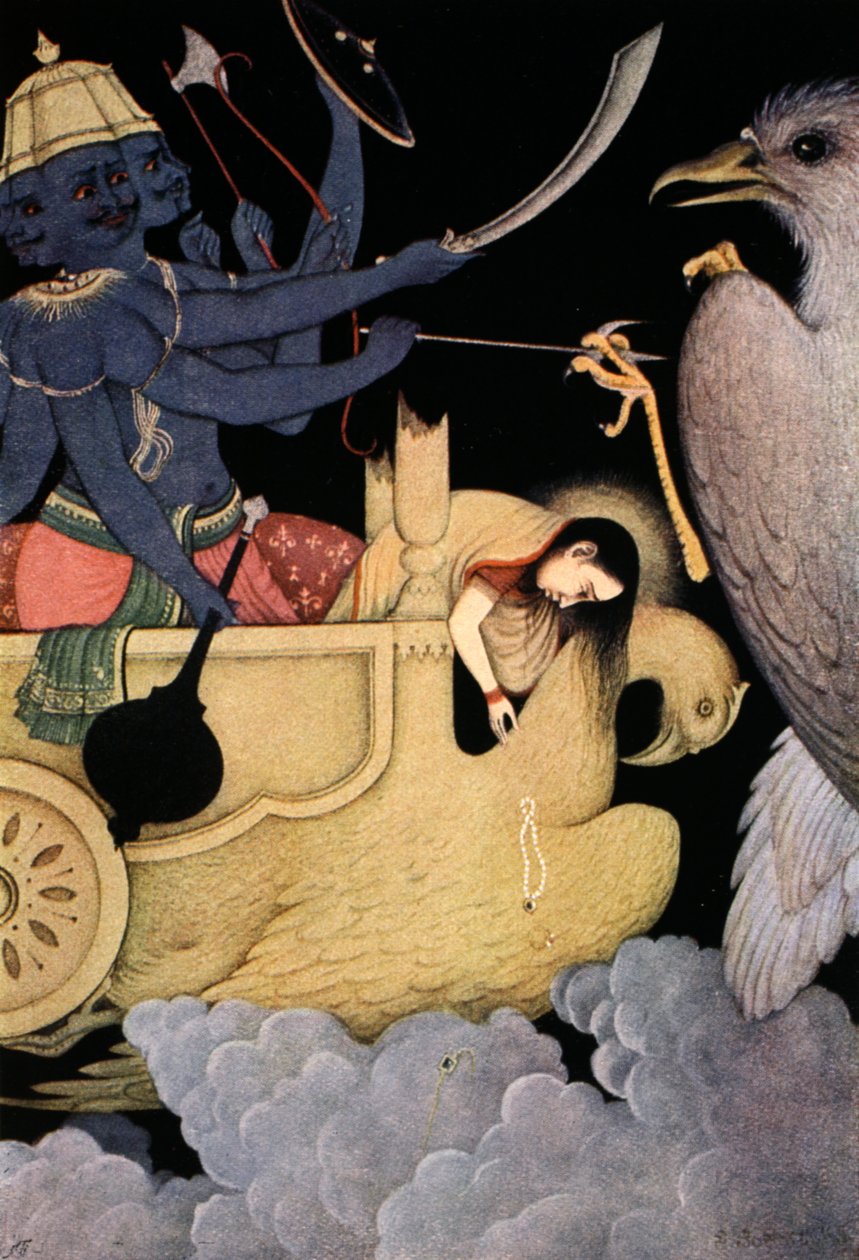 Ravana, Jatayu ile Dövüşüyor, 1913. by K Venkatappa