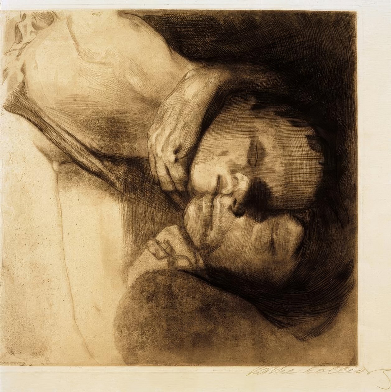 Ölüm, eş ve çocuk by Käthe Kollwitz