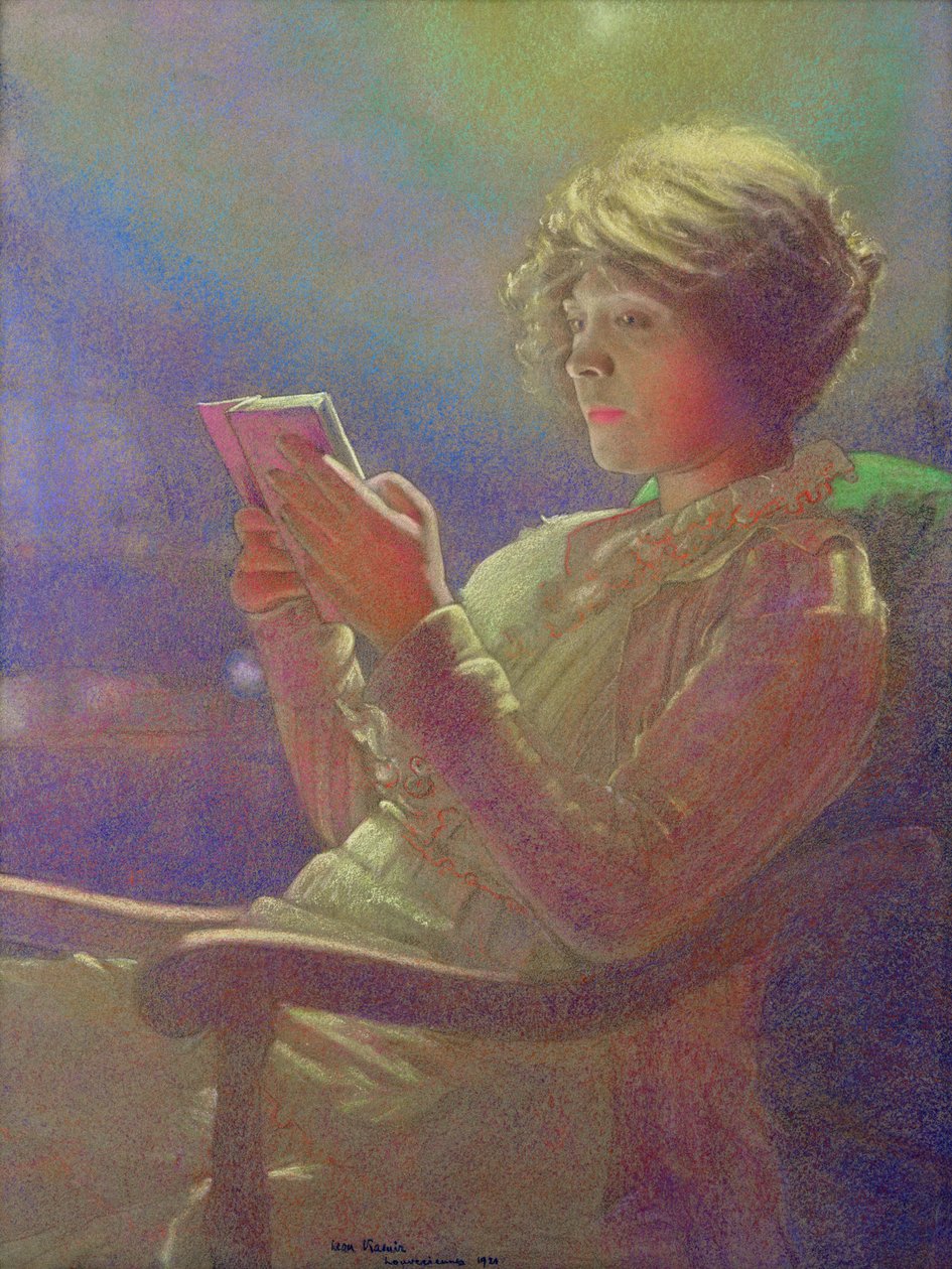 Kadın Okuma, 1921 (kağıt üzerinde pastel) by Kamir Kaufman