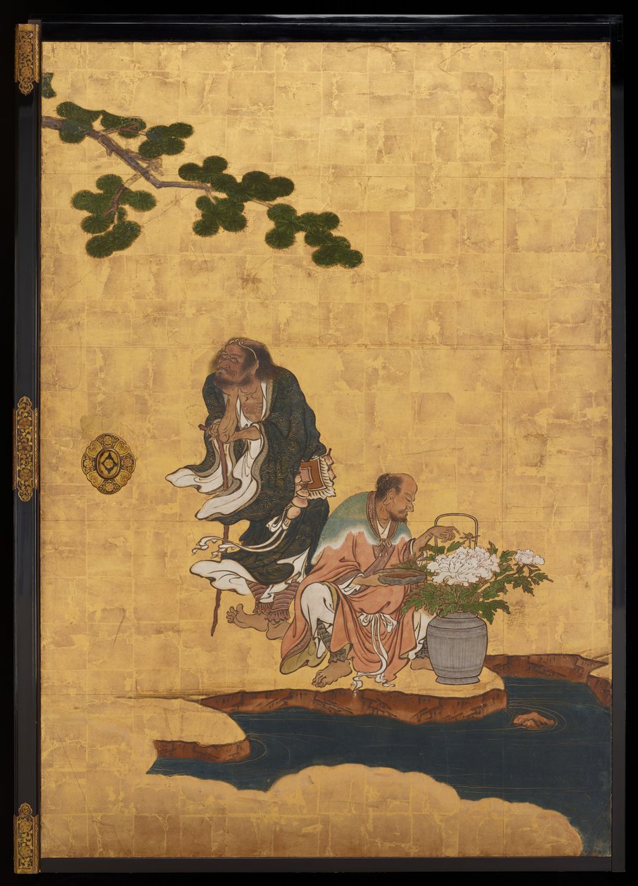Taoist Ölümsüzler, c.1647 (kağıt üzerinde mürekkep, renkler ve altın) by Kano Sansetsu