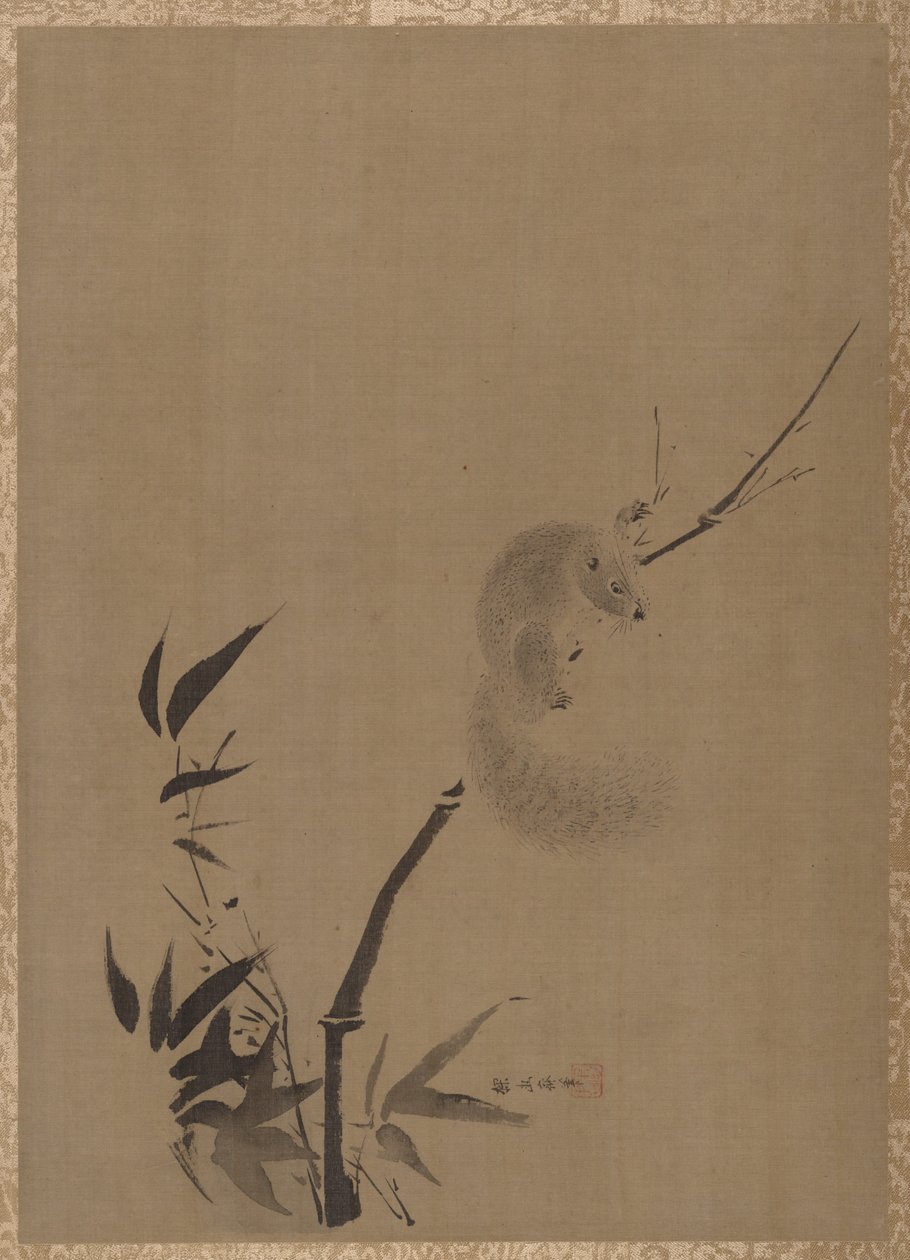 Bambu üzerinde sincap, ca. 1650. by Kanō Tan’yū