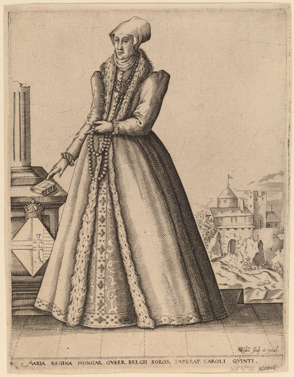 Mary, Macaristan Kraliçesi by Karel van Sichem after Christoffel