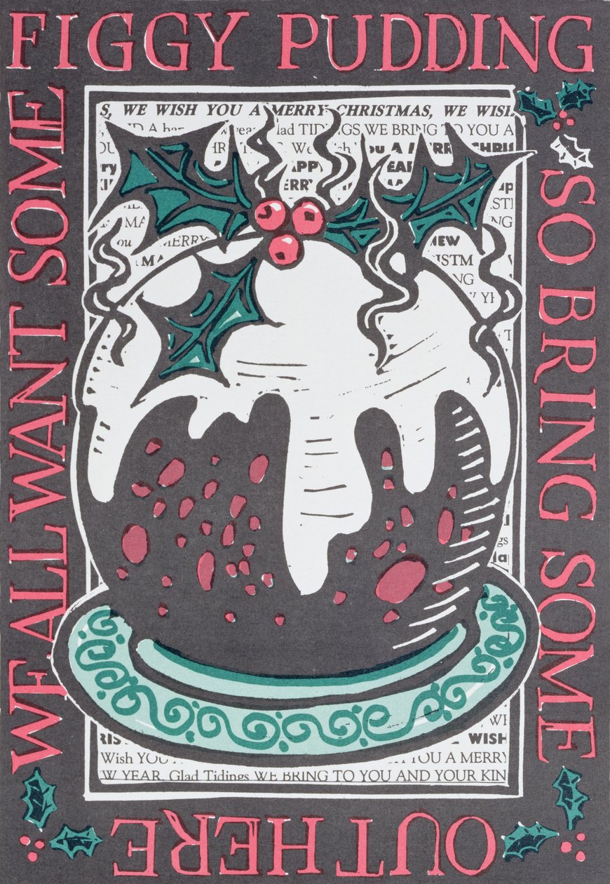 Figgy Pudding, 1998 (kağıt üzerinde linocut) by Karen Cater