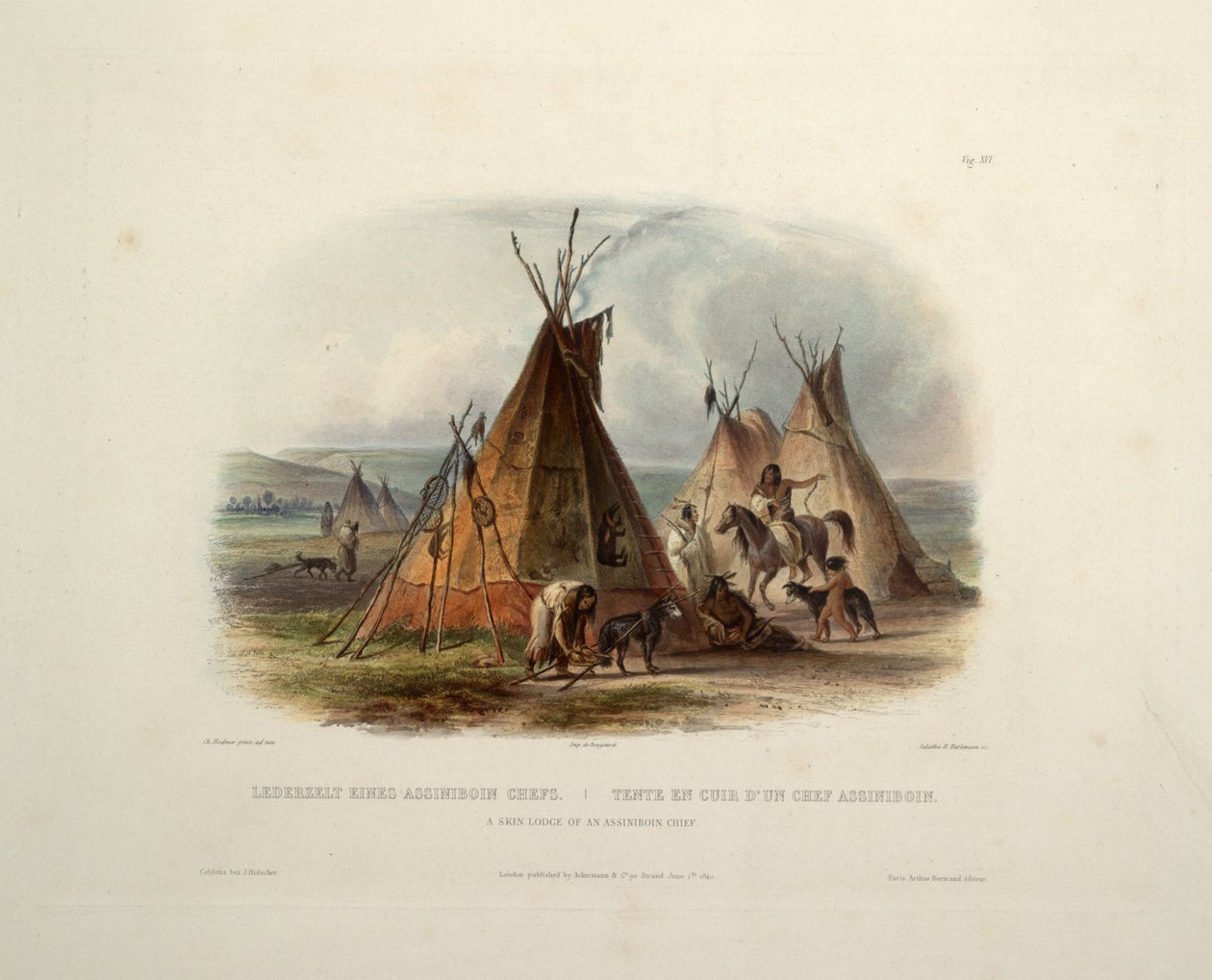 Assiniboin şefinin bir deri kulübesi by Karl Bodmer