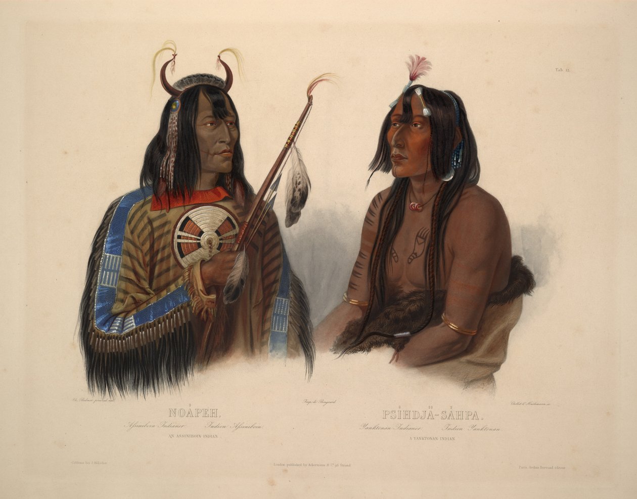 Bir Assiniboin Kızılderilisi ve bir Yanktonlu Kızılderili by Karl Bodmer