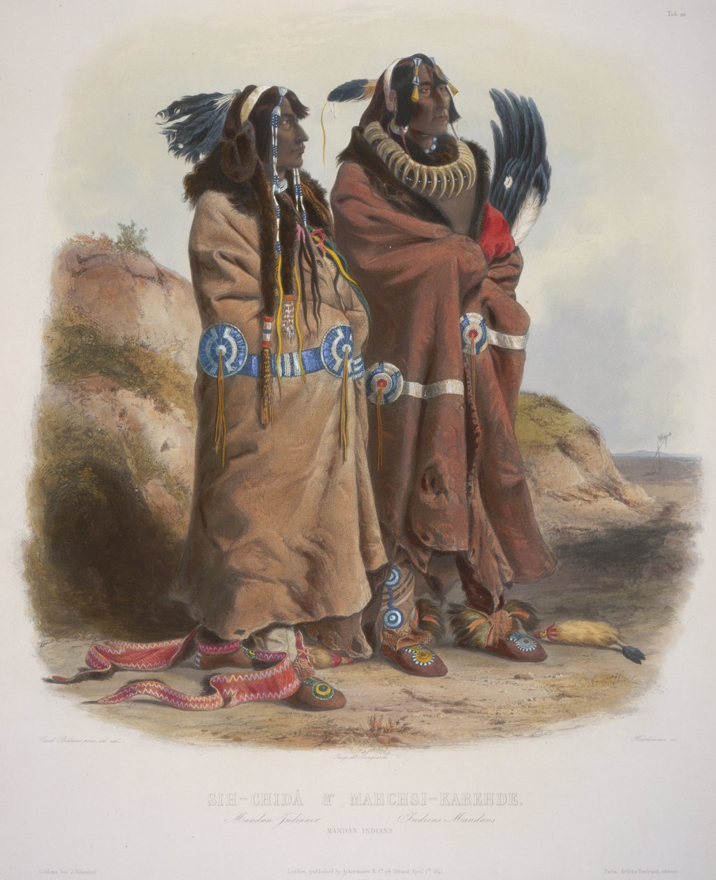 Sih-Chida and Mahchsi-Karehde, Mandan Indians by Karl Bodmer