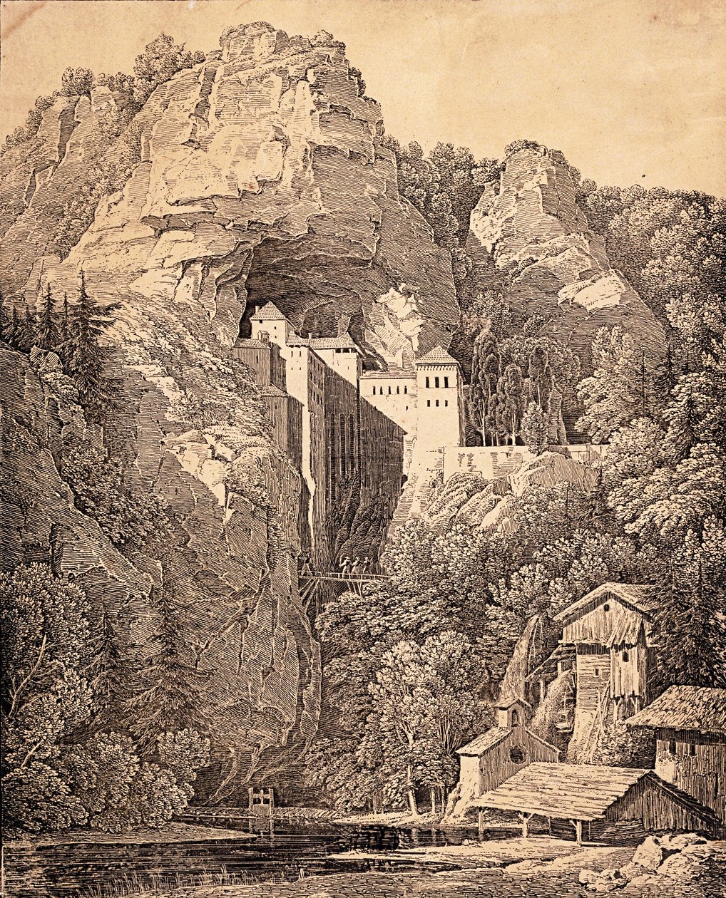 Crein XII saatinde Prediama Kalesi by Karl Friedrich Schinkel