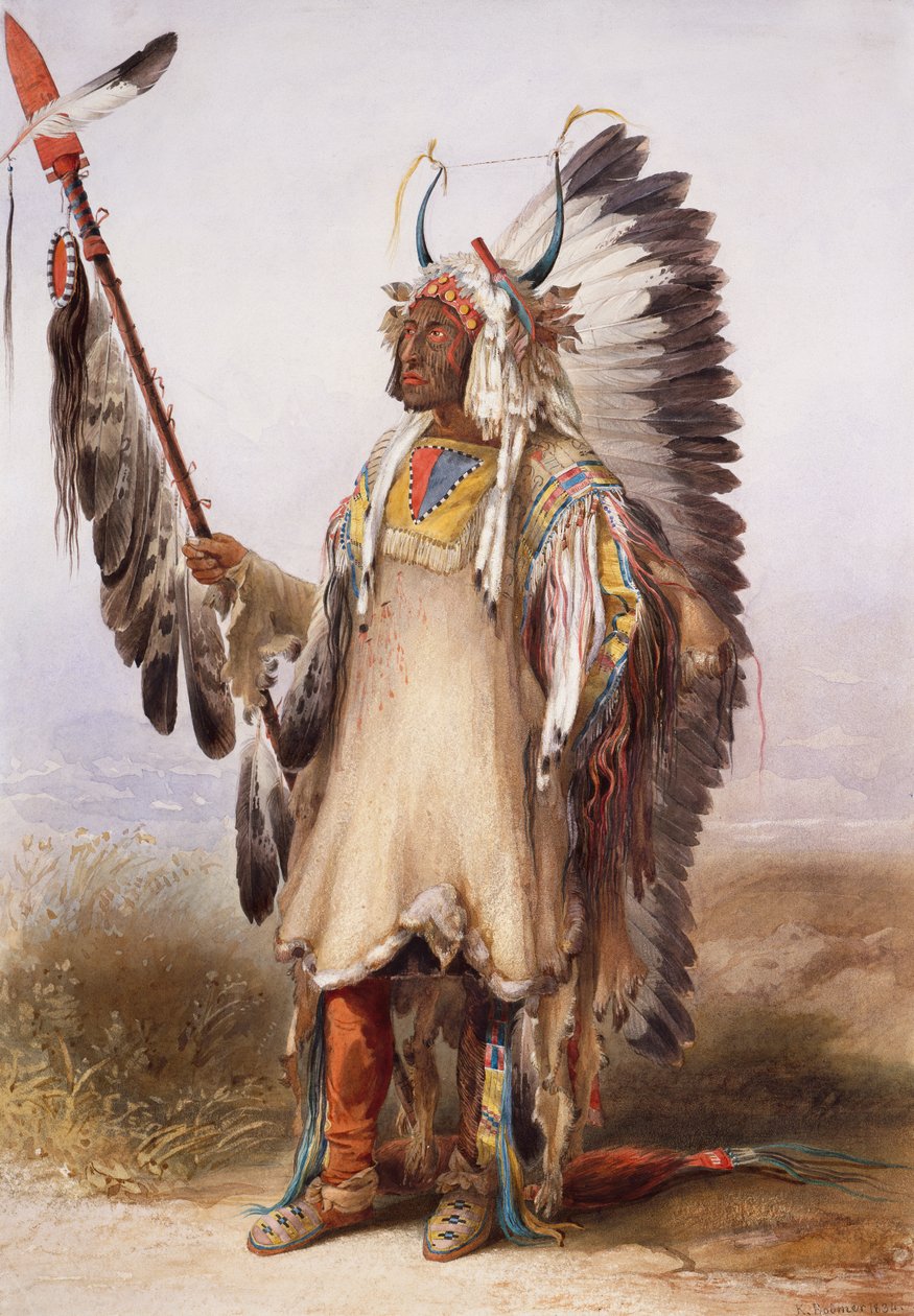 Mató-Tópe, Mandan Şefi by Karl Bodmer