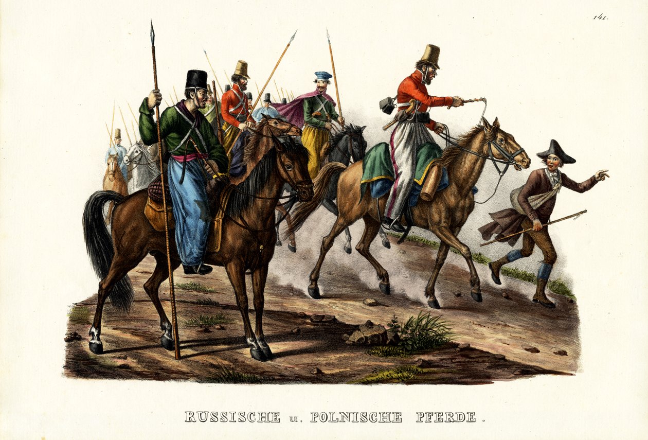 Rus ve Polonyalı Atlar, 1824 by Karl Joseph Brodtmann